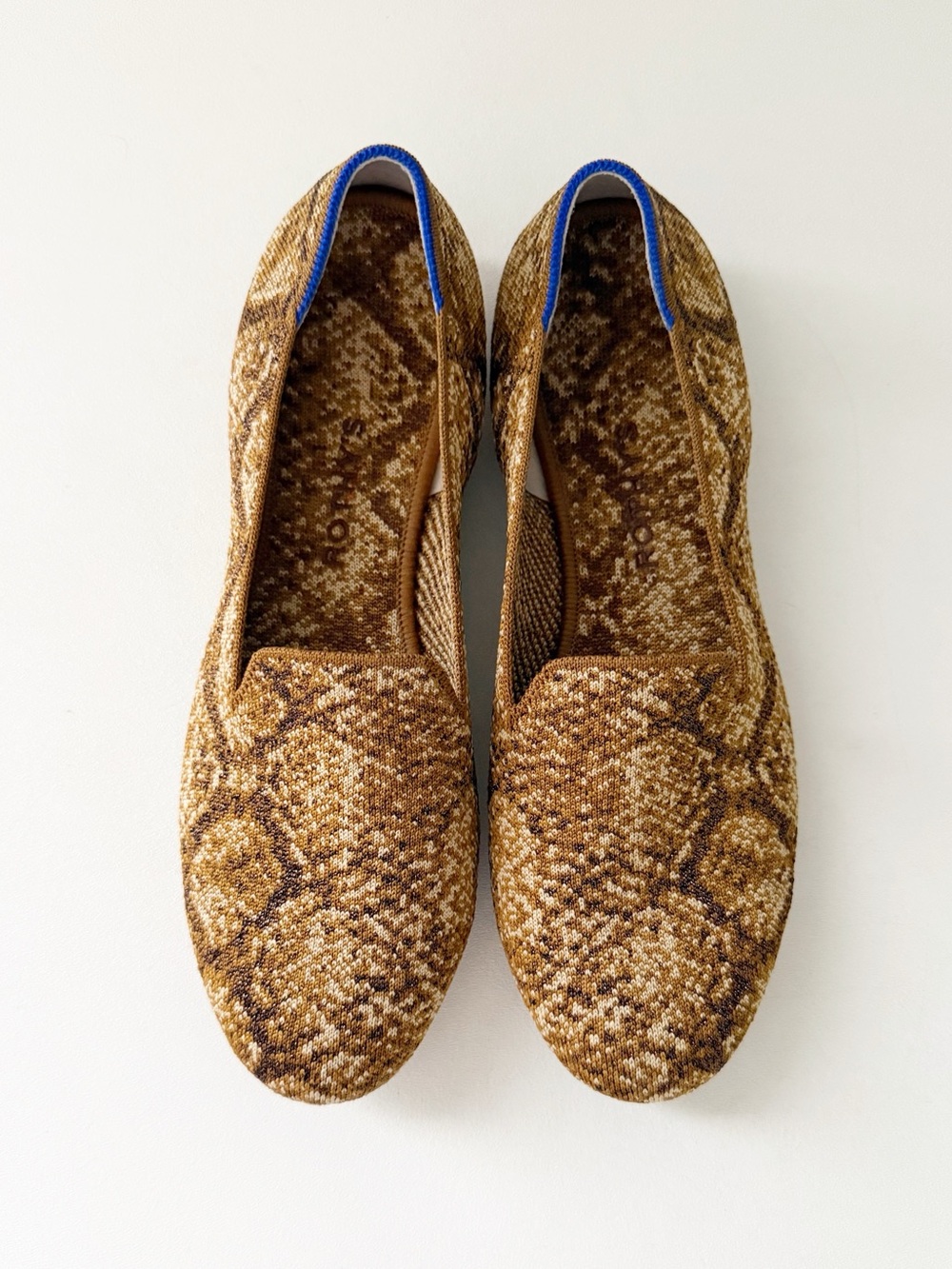 Rothys The Loafer Bronze Python Snake Flat 11 Knit Metallic Animal Print Casual - Picture 3 of 10